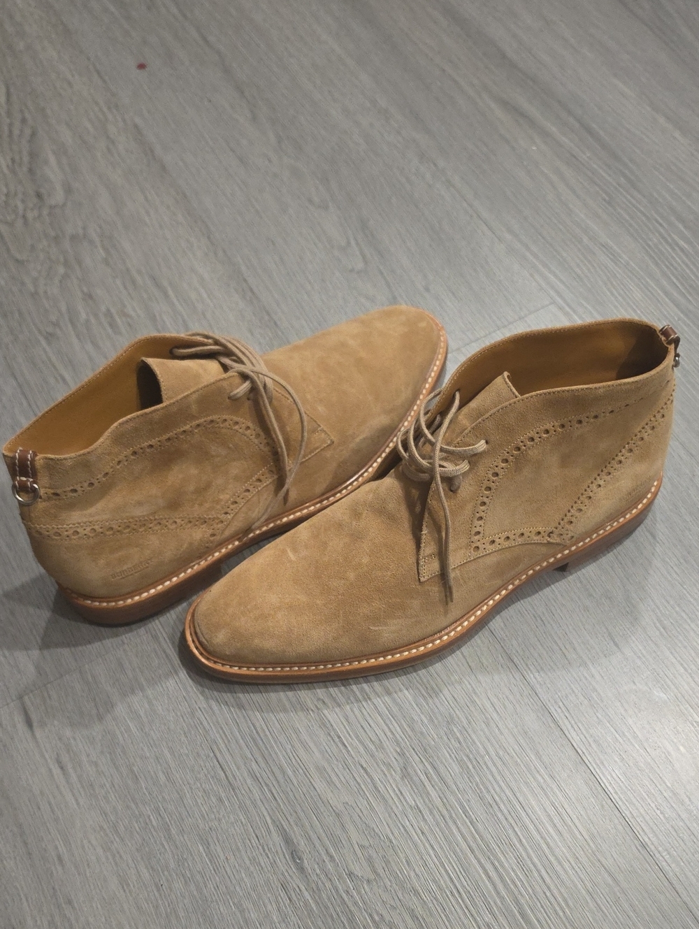 Burberry Tan Suede Chukka Brogue Boots